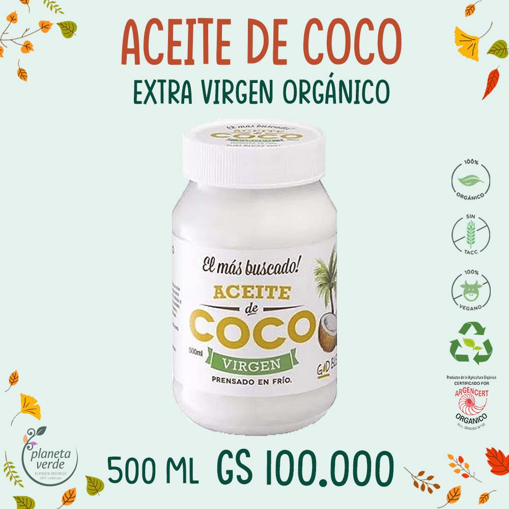 Aceite de coco Virgen Orgánico - Planeta Verde