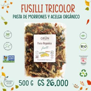 Fideo Fusilli Tricolor de trigo Orgánico