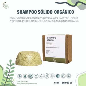 Shampoo Sólido Orgánico - Ortiga - Arcilla Verde - Ricino - sésamo