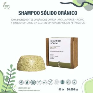 Shampoo Sólido Orgánico - Ortiga - Arcilla Verde - Ricino - sésamo