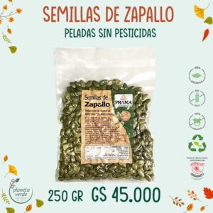 Semillas de Zapallo o Calabaza peladoa Orgánica