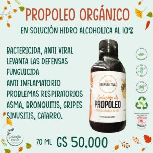 Propóleo Orgánico (Solución Hidro alcohólica al 10%)