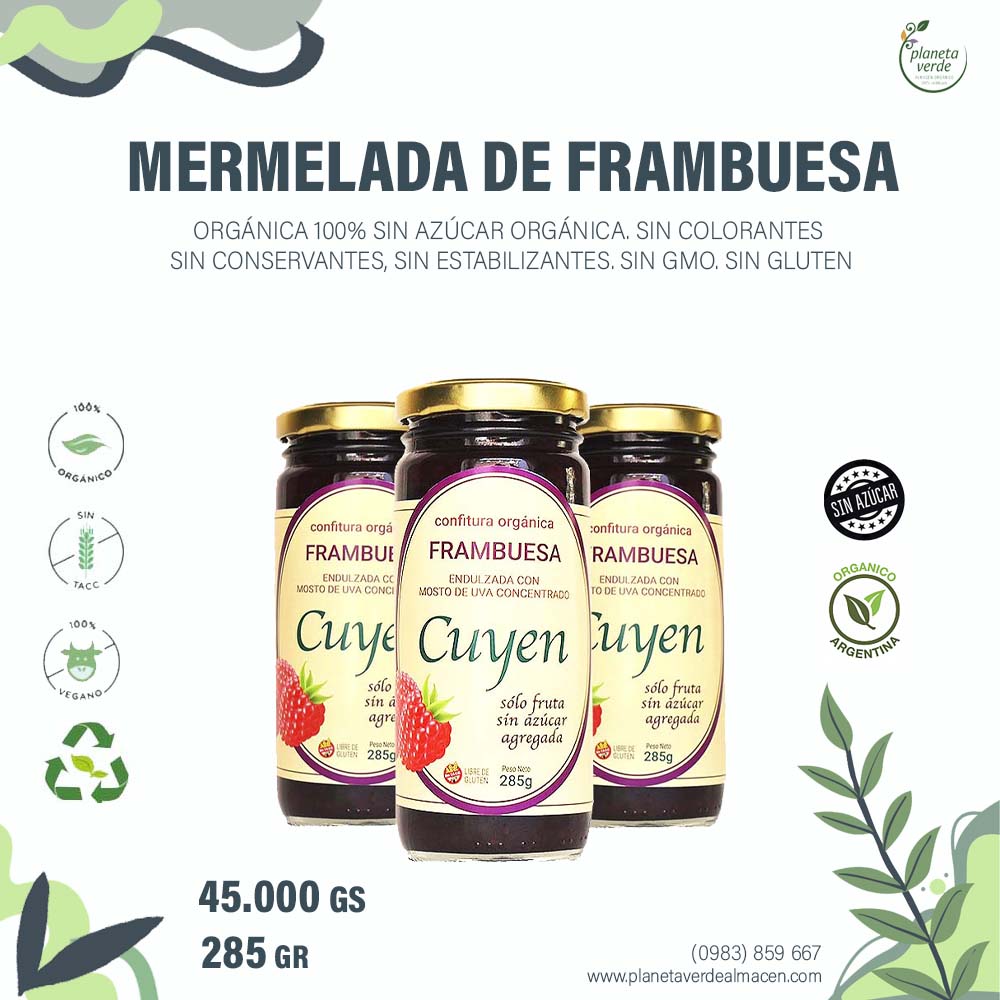 Mermelada de Frambuesas Sin Azúcar Orgánica