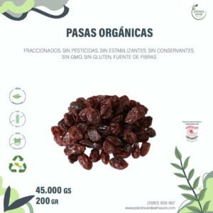 Pasas de uvas Orgánicas fraccionadas
