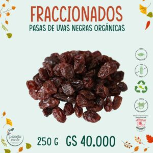 Pasas de uvas Orgánicas fraccionadas