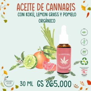 Aceite compuesto de Cannabis Orgánico + Koku + Lemon grass y Pomelo
