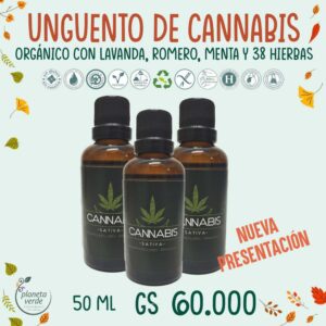 Ungüento orgánico de Cannabis, Lavanda, Romero, Menta y 38 hierbas suizas