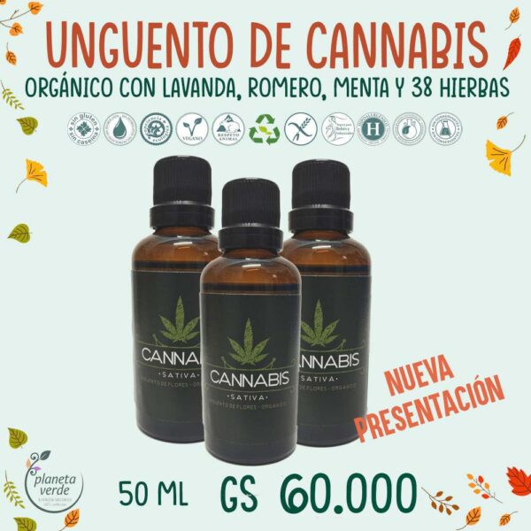 Ungüento orgánico de Cannabis, Lavanda, Romero, Menta y 38 hierbas suizas