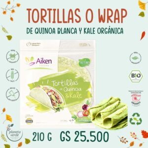 Tortillas de Quinoa Blanca y Kale Orgánica