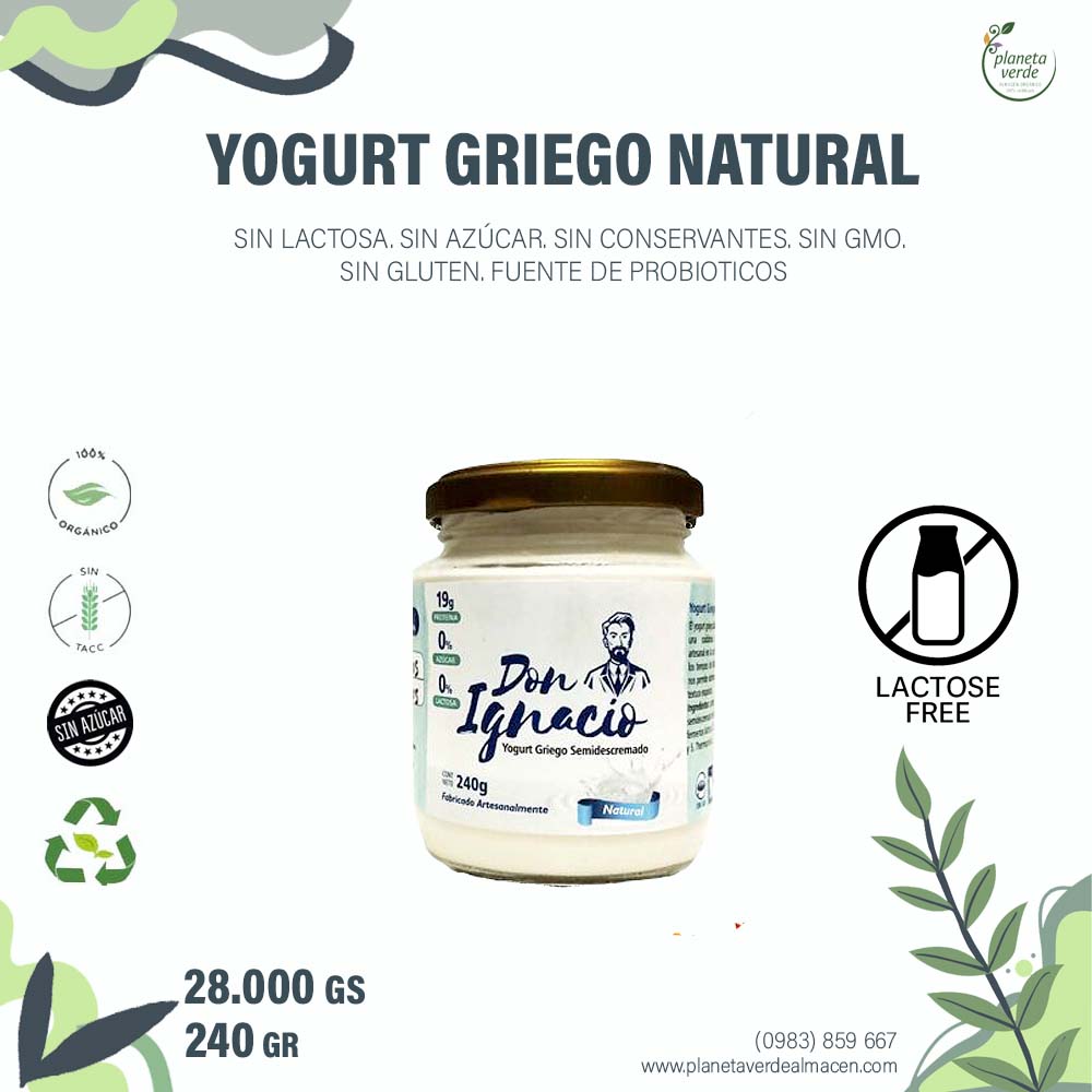 Yogurt Griego Sin Lactosa.