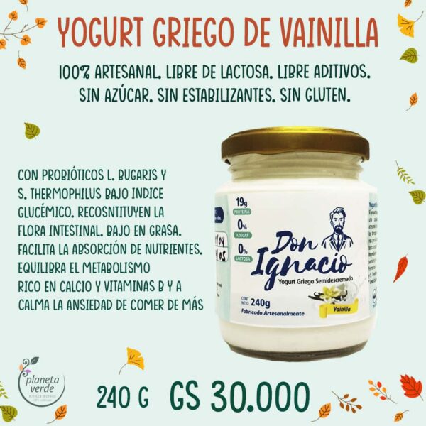 Yogurt Griego sin Lactosa. Vainilla
