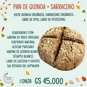 Pan de Quinoa + Trigo Sarraceno Orgánico. Sin Gluten