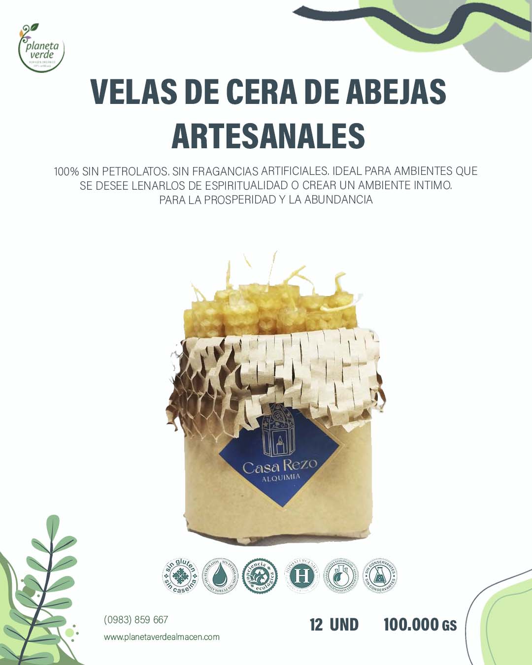 Velas Cortas de Cera de Abejas