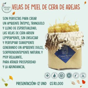 Velas Cortas de Miel de Cera de Abejas