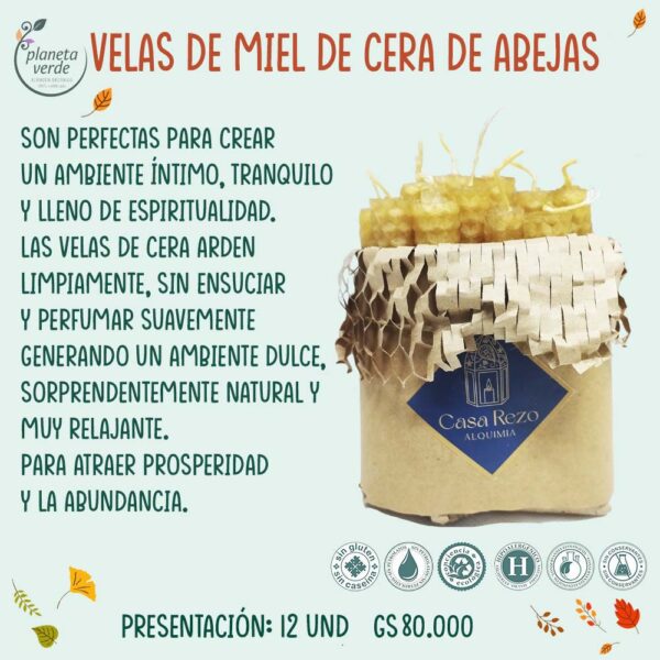 Velas Cortas de Miel de Cera de Abejas