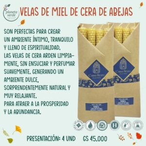Velas Largas de Miel de Cera de Abejas