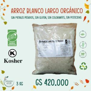 Arroz Blanco Largo Orgánico x 3 Kg