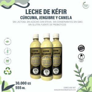 Leche de Kéfir. Con cúrcuma, Jengibre y Canela