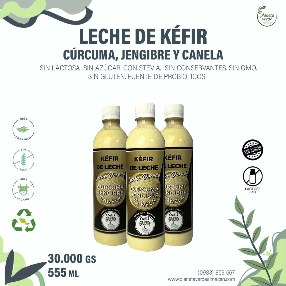 Leche de Kéfir. Con cúrcuma, Jengibre y Canela