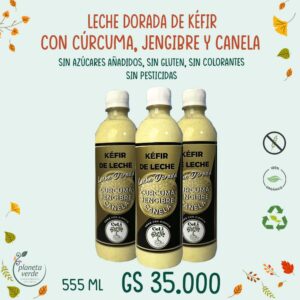 Leche Dorada de Kéfir. Con cúrcuma, Jengibre y Canela
