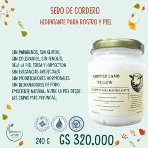 Sebo de Cordero - Humectante de rostro y cuerpo