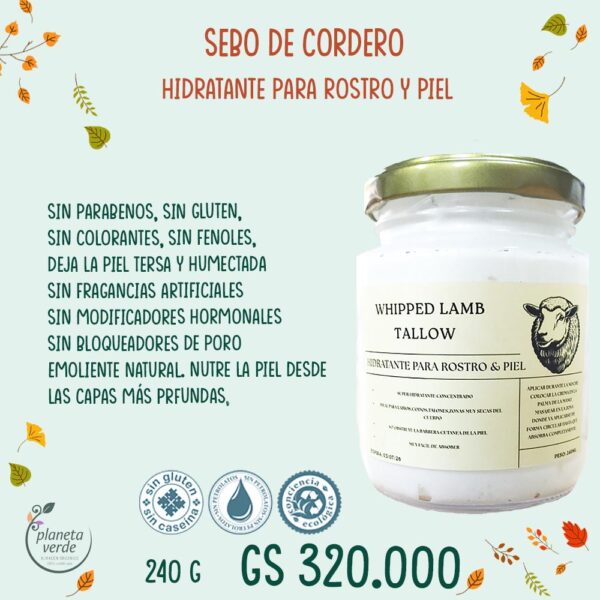 Sebo de Cordero - Humectante de rostro y cuerpo