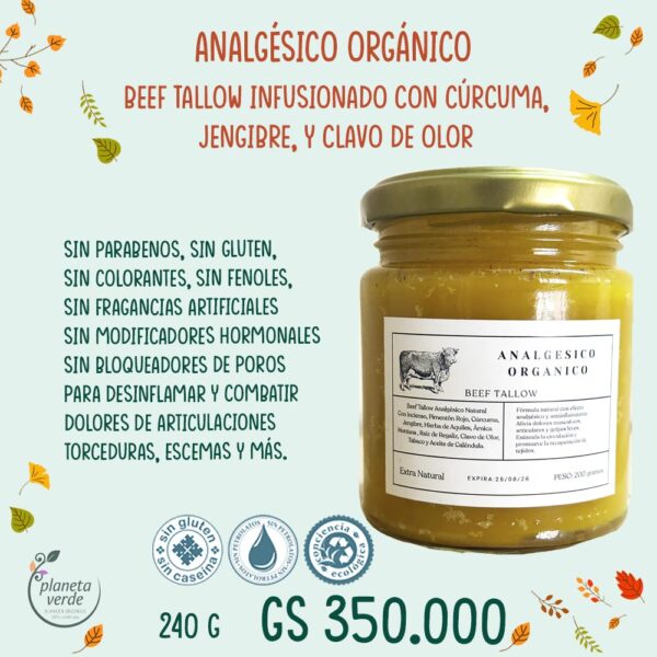 Analgésico Orgánico - Sebo de Res + Cúrcuma + Clavo de olor