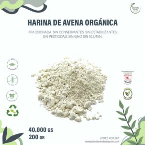 Harina de Avena Orgánica. Sin Gluten