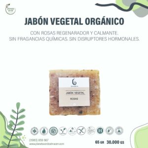 Jabón Vegetal de Rosas Orgánico