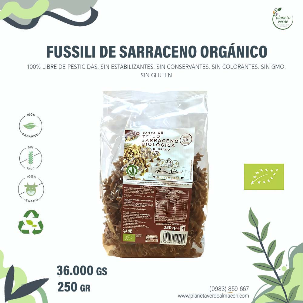Pastas Fusilli de Trigo Sarraceno Orgánico