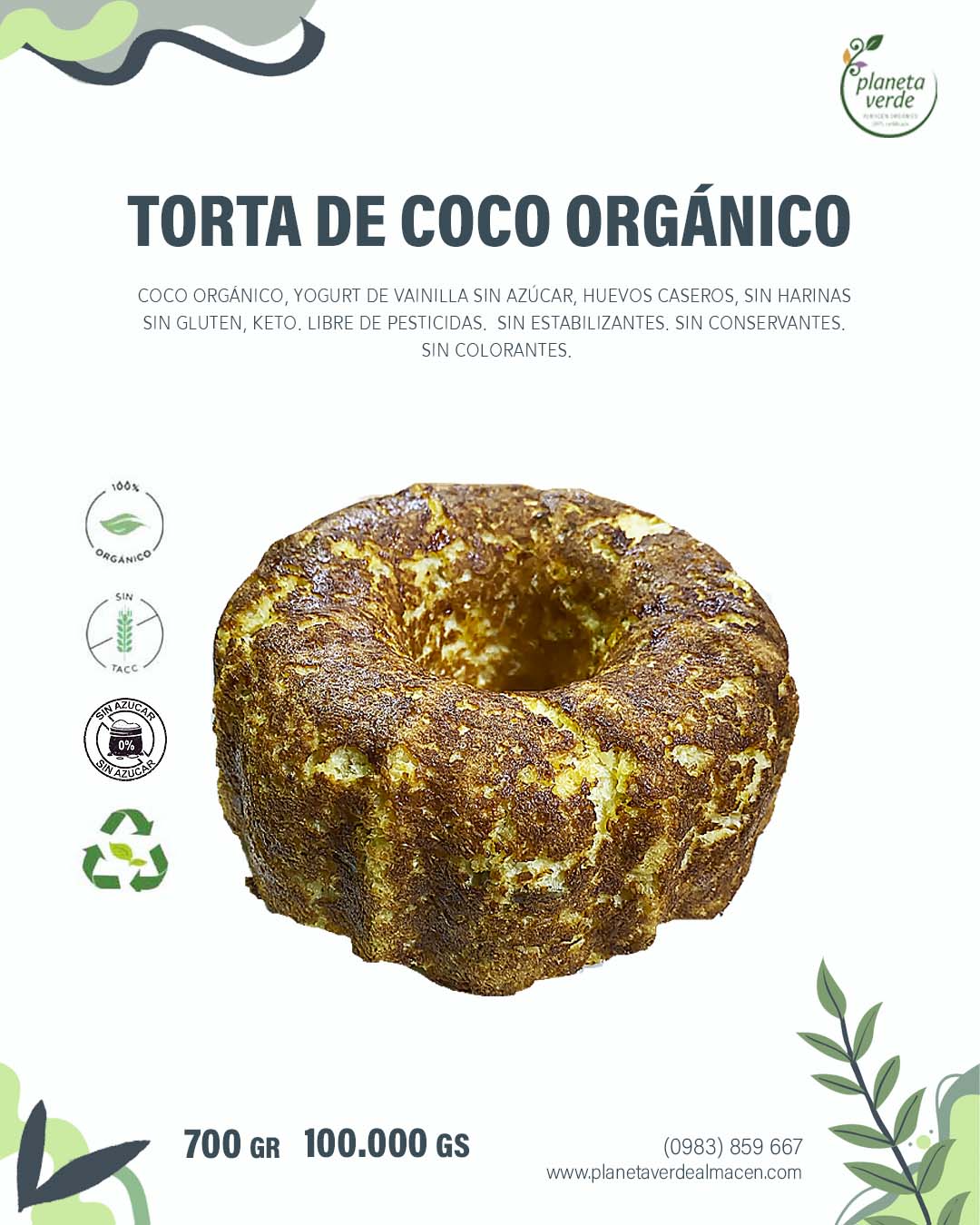 Torta de Coco Orgánico