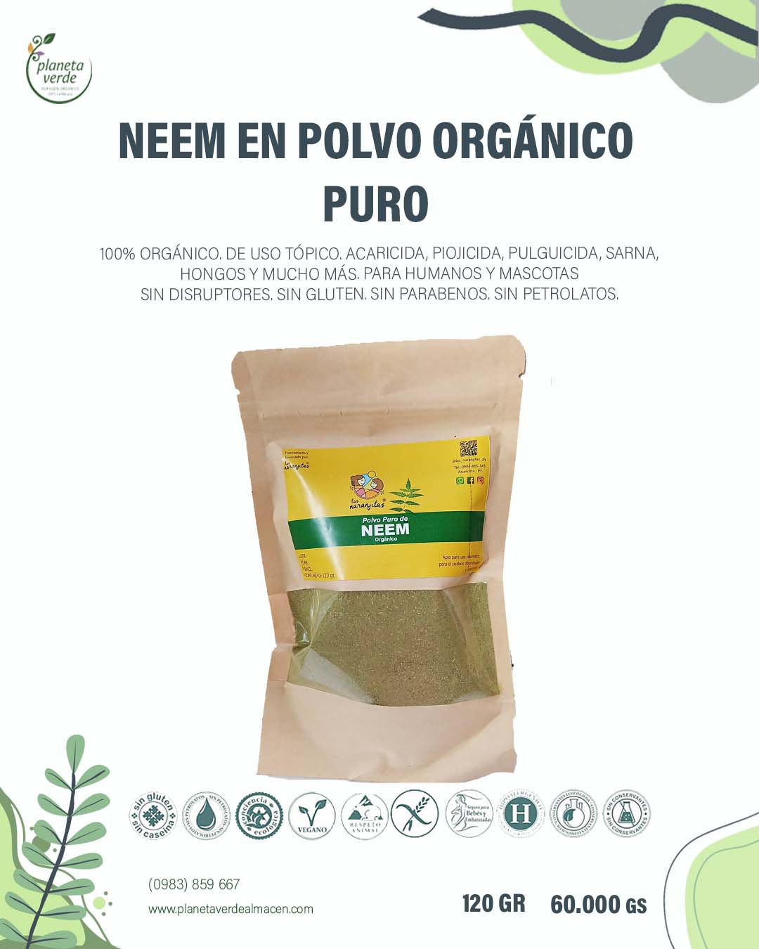 Neem en Polvo Orgánico