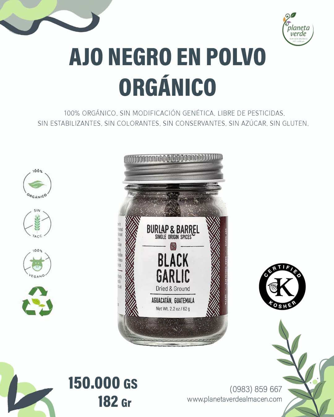 Ajo Negro en polvo Orgánico