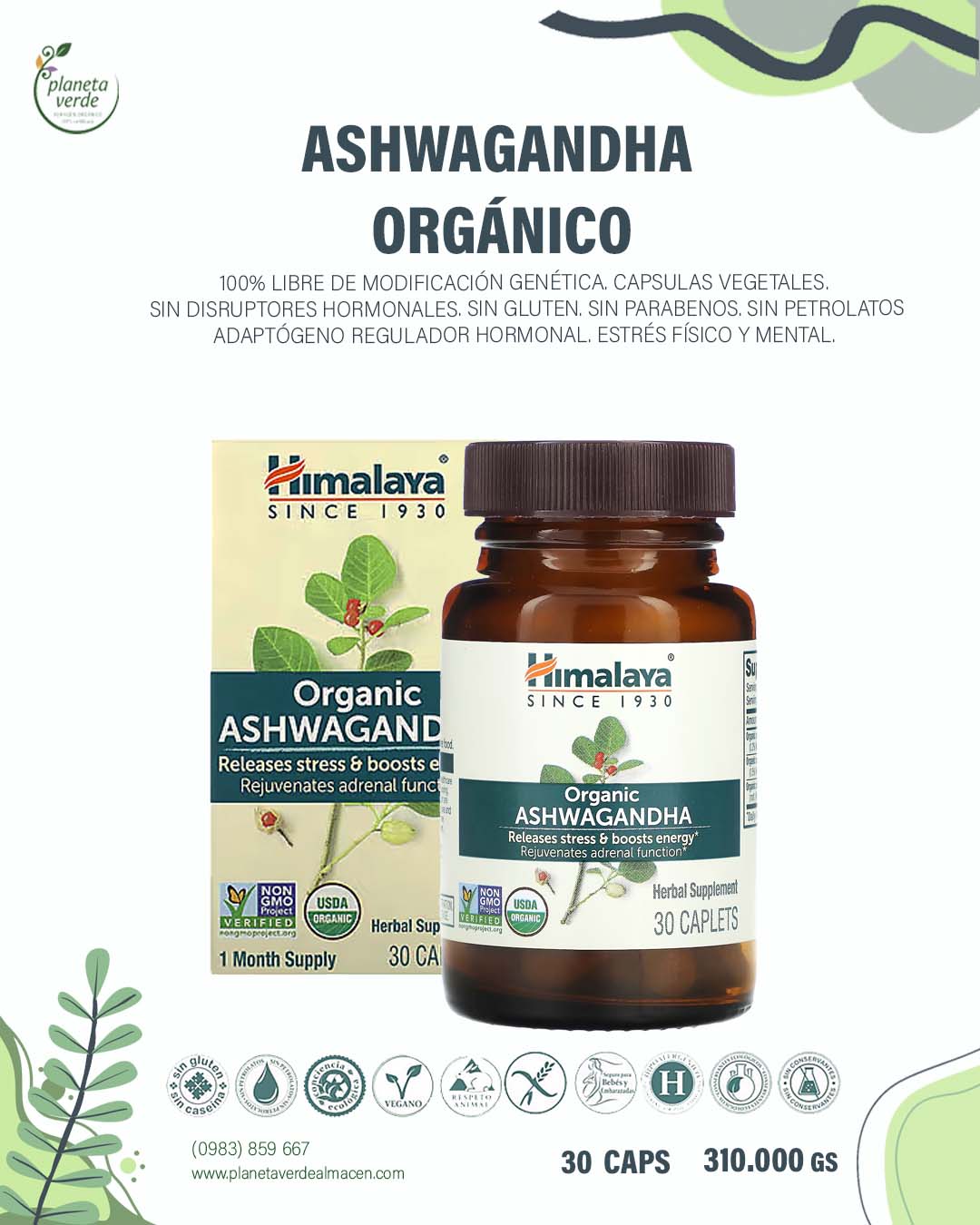 Ashawagandha Orgánico x 30 Caps