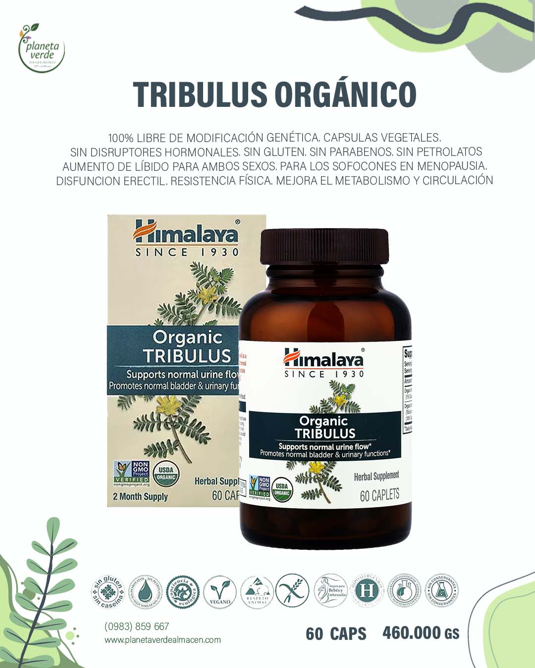 Tribulus Orgánico. x 60 Caps