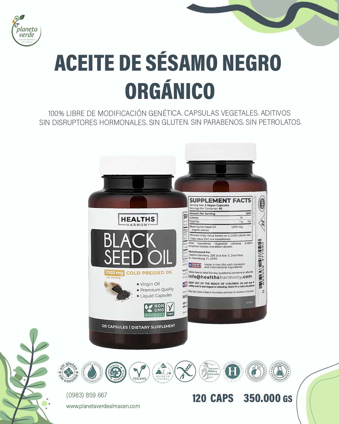 Aceite de Sésamo Negro - Black Seed Oil x 120 caps