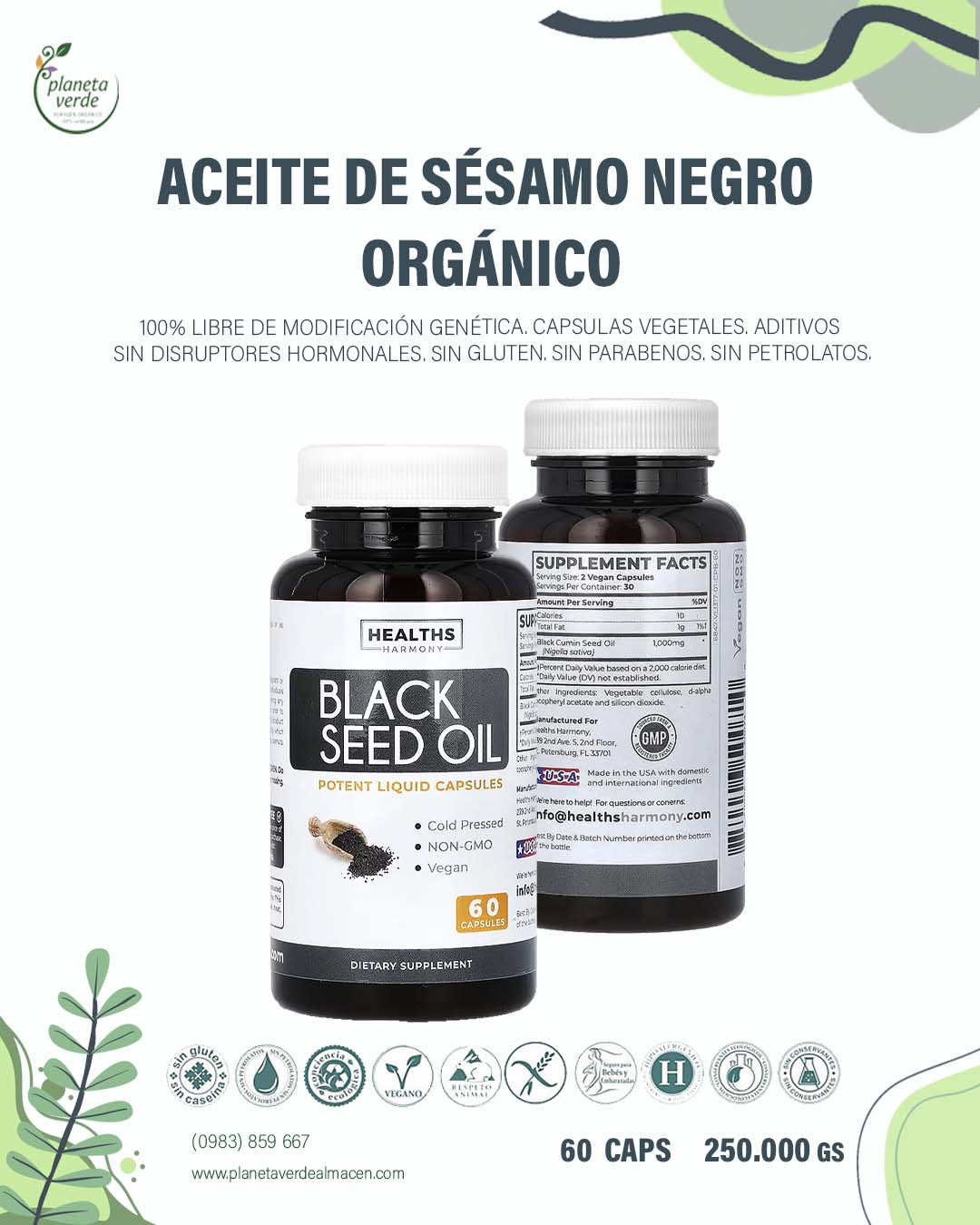 Aceite de Sésamo Negro - Black Seed Oil x 60 caps