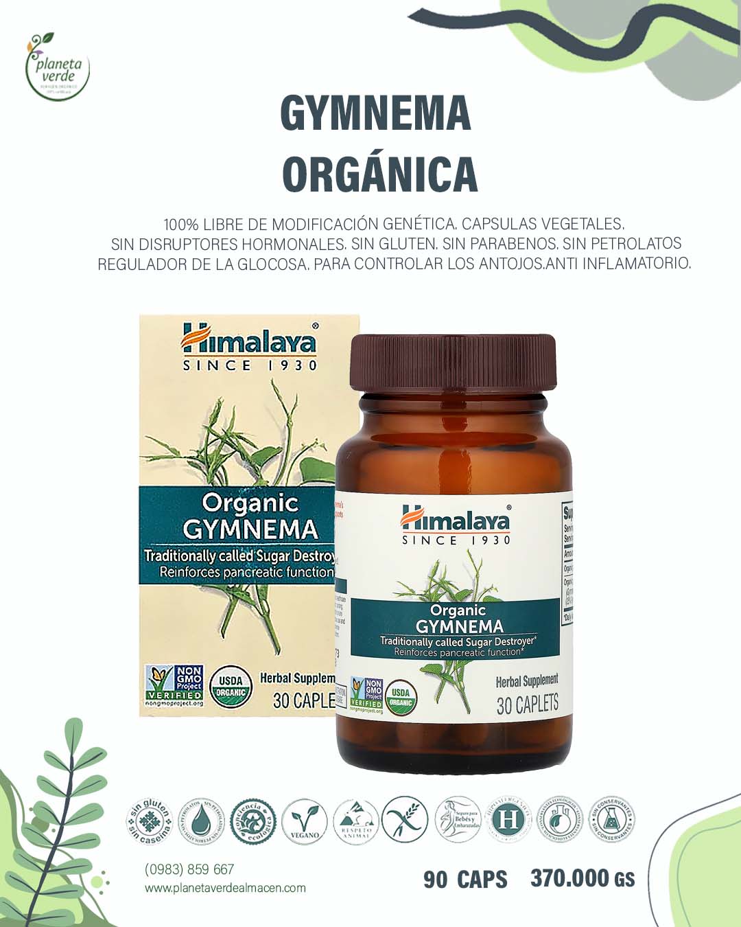 Gymnema Orgánica. x 90 Caps