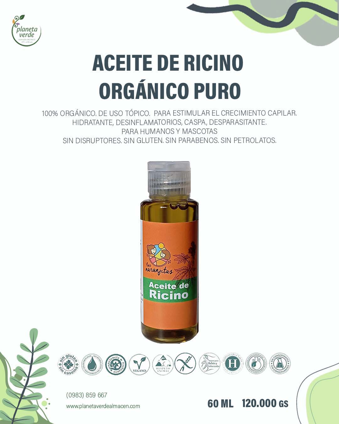 Aceite de Ricino 100% Puro y Orgánico