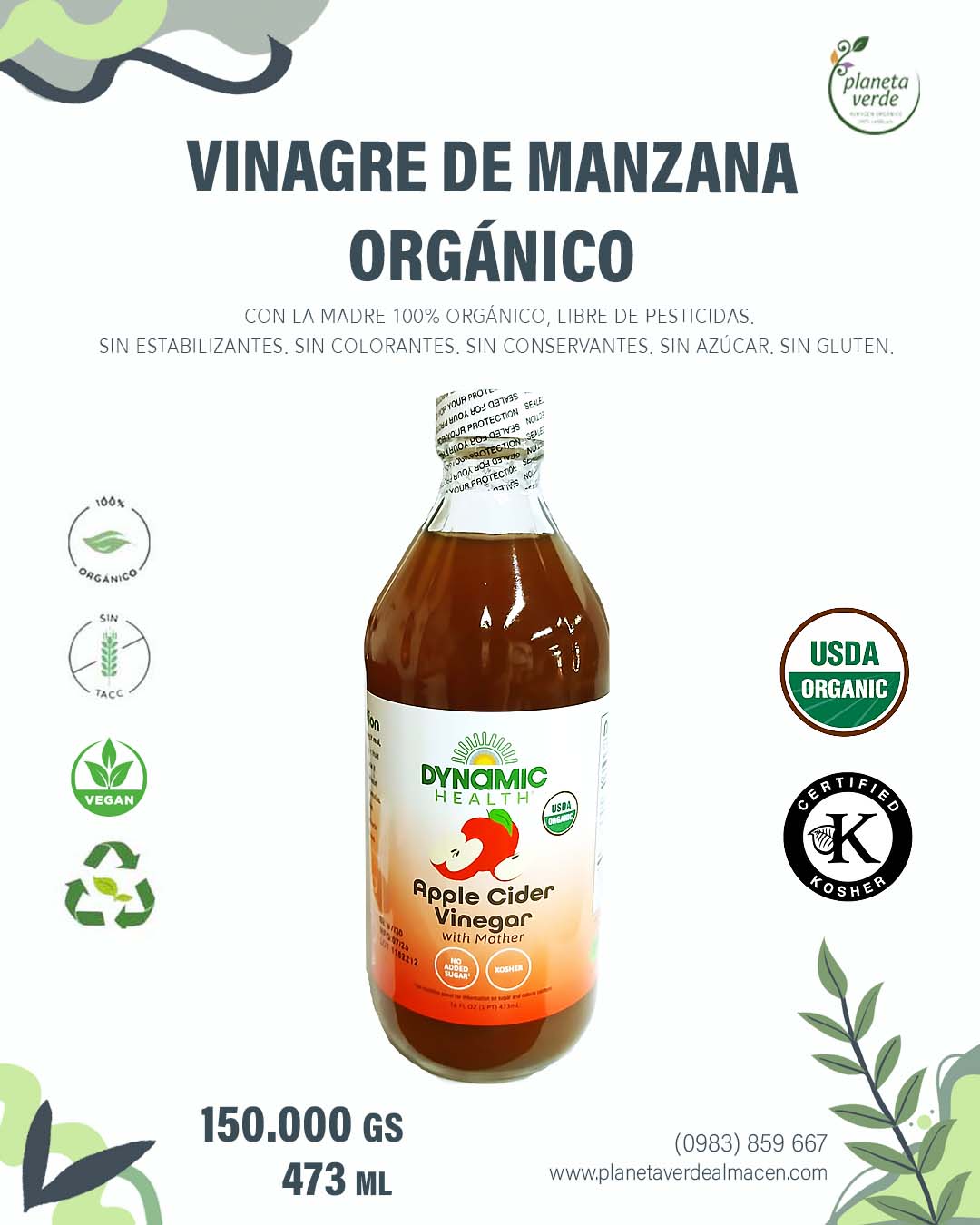 Vinagre de Manzana con la Madre Orgánico
